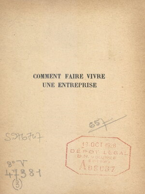 cover image of Comment faire vivre une entreprise
